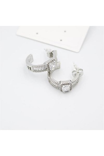 SepetBudur Baguette Jewelled Earrings - Silver