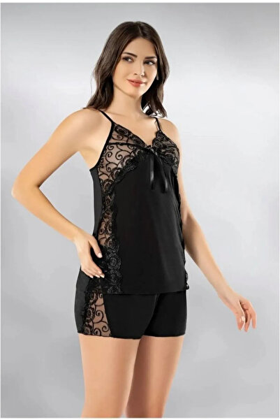 Astra Plus طقم نوم نسائي بحزام خيط رفيع أسود - أسود - ASTPSKOVTAC63J40-SI