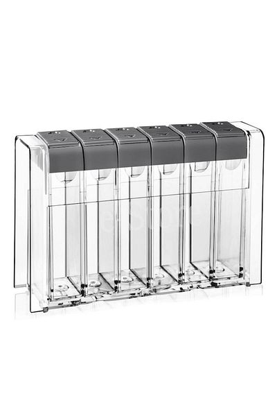 e-store Set 6 recipiente condimente, cu 2 orificii, transparent, 17x5x12cm