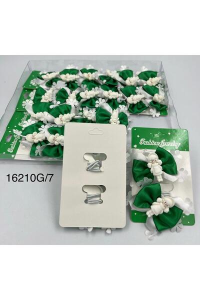 Mazaya Green and White Saudi National Day Hair Ties, 12 Pieces