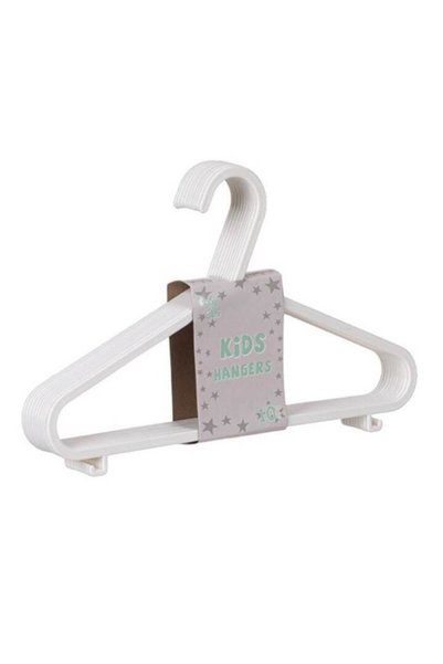 OEM Set 10 umerașe pentru haine de copii, albe, plastic, 28,5 cm