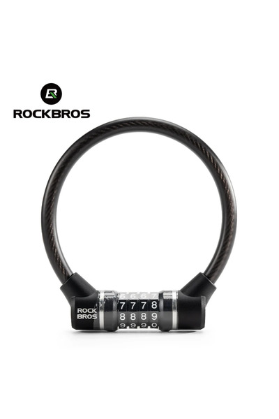 ROCKBROS 32120007001 Portable Bicycle Lock Ultra-Light Steel Cable Bike Lock 4-Digit Password PVC Wa