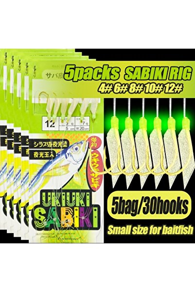 Choice 30 خطافًا، 5 عبوات من TAKBAS، 5 عبوات من أدوات صيد السمك Sabiki، 30/50...