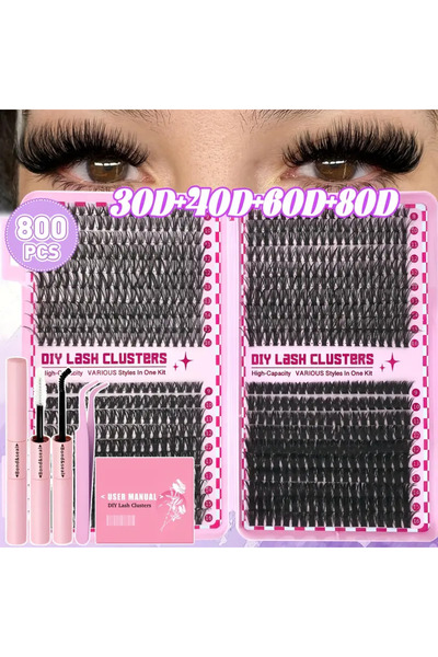 DIYEYELASH 800 Adet Karışık Uzunluklu 30D 40D 50D 60D 80D Takma Kirpik Demetleri