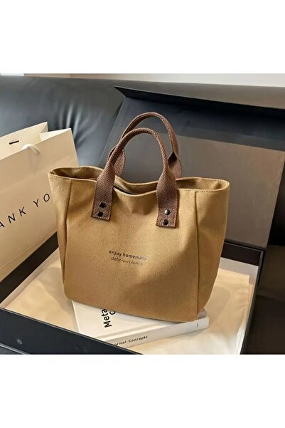 ÇANTA sabit kayışlı geniş kapasiteli polyester astarlı kahverengi renk omuz çantası