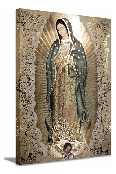 Emoda home Trove لوحة جدارية كبيرة مؤطرة لسيدة غوادالوبي، مصنوعة من قماش الكا...
