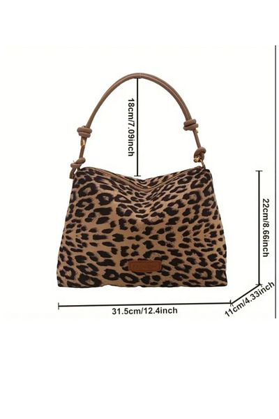 ÇANTA Vip Brown Leopard Print Oversized Vintage Shoulder Bag