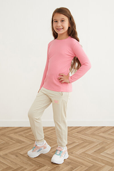 Fulla Moda Elastic Waist Emblem Jogger Girl's Sweatpants