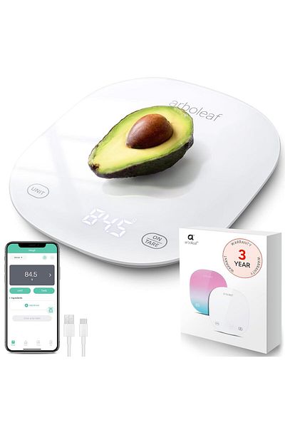 arboleaf Smart Food Kitchen Scale, 22lb Digital Food Scale with Nutritional Calculator, USB Recharge