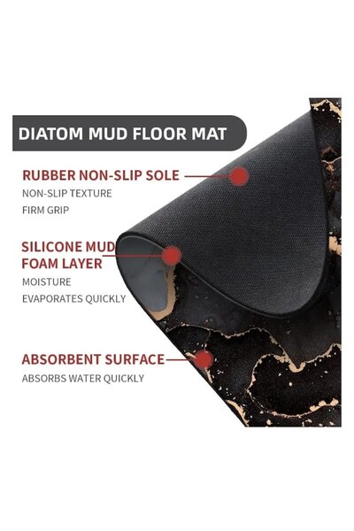 OEM Bath Mat, Silicon and Diatom Foam, Super Absorbent, Non-Slip, Cat Pattern, Light Gray, 40 x 60 cm