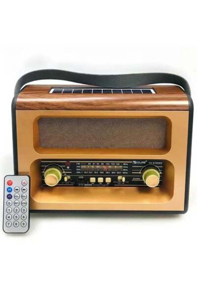 GOLON Wireless Speaker, Retro Handheld Built-In Wireless Speaker Wooden Sensitive Solar Charging wit