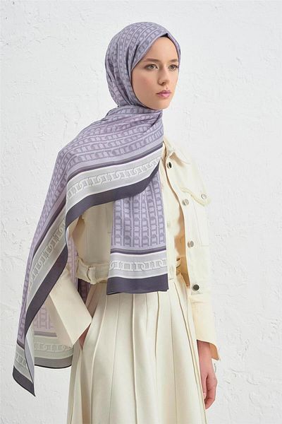 Armine Silk Monogram Shawl 13