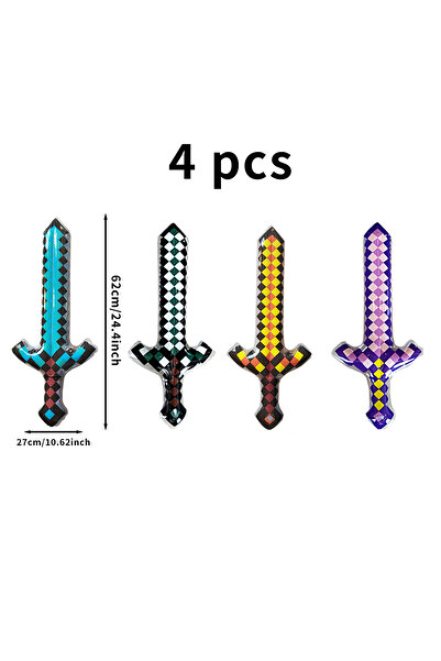 Choice 4 قطع من ألعاب البكسل على شكل سيف من الأحجار الكريمة وسيف ذهبي وألعاب أطفال وألعاب منزلية ولوازم قابلة للنفخ سيف