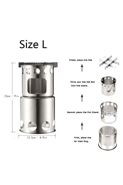 Choice1 SIZE L Lixada Camping Wood Stove Portable Firewoods Furnace Stainless...