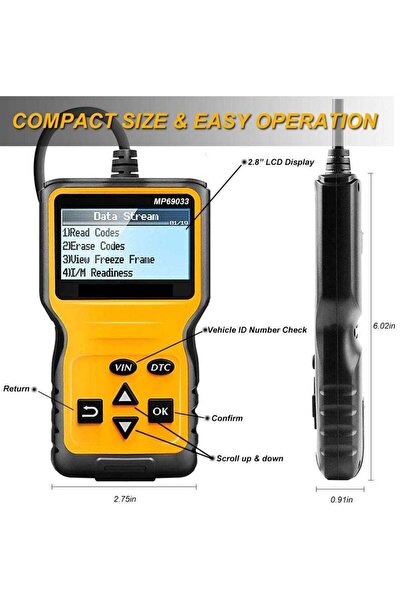 Yelajoy قارئ أكواد أعطال السيارة، فحص أخطاء ضوء المحرك بسهولة، مع شاشة LCD، لجميع السيارات