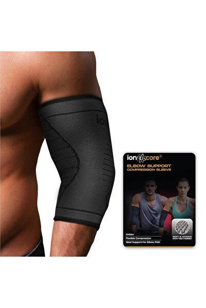 Ionocore υποστήριγμα συμπίεσης αγκώνα, υφασμάτινο/σιλικόνης, μαύρο, μέγεθος S