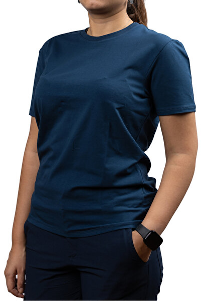 Huğlu Fit Kesim Lacivert Rengi Sıfır Yaka Unisex T-shirt