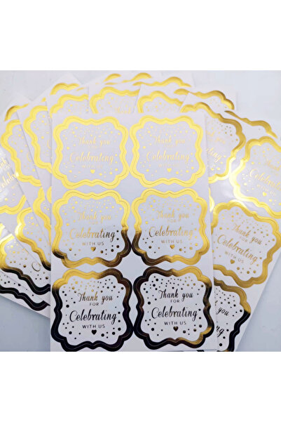 Choice1 ملصقات ذهبية من رقائق الذهب، 60 قطعة، شكرًا لك على الاحتفال معنا، مقاس 2 بوصة، إطار فاخر، ملصق مستطيل