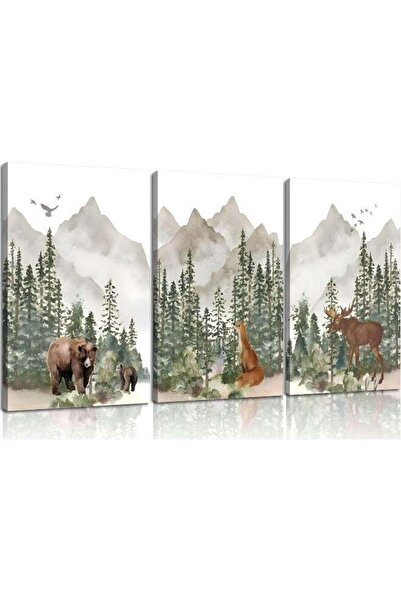 Emoda home Trove ملصقات جدارية للأطفال من إيمودا، 3 قطع، حيوانات الغابة البرية