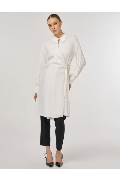 Kayra Metal Buckle Long Tunic Ecru