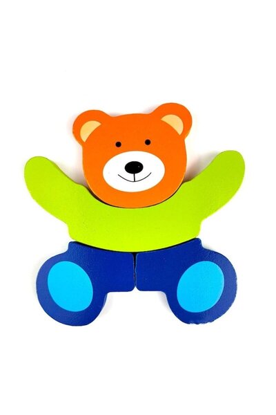 Mixbo Wooden puzzle for children Mixbo, teddy bear, 5 pieces, 15 x 15 cm, multicolor