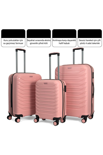 Reymond Luggage Lora PP (Polipropilen) Kırılmaz Valiz, 3'lü Set