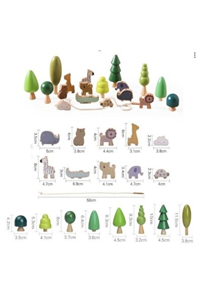 Mixbo Set 19 pieces Montessori threading Mixbo, Animals and trees, wood, 3+ years, multicolor