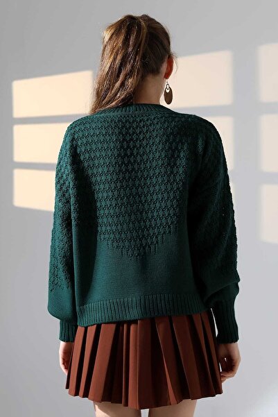 ALCHON V-Neck Long Sleeve Textured Patterned 4 Button Stylish Knitwear Cardigan
