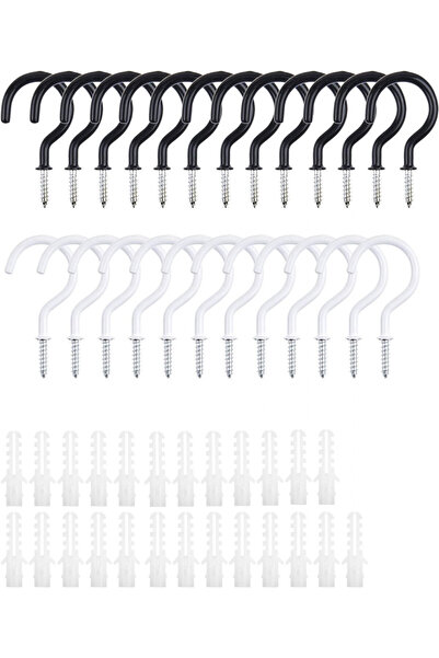Kare & Kind Set of 25 Kare & Kind thread hooks, metal/plastic, white/silver/black, 5 cm