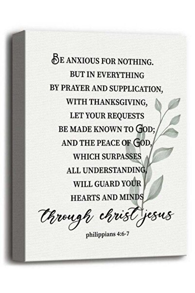 Emoda home Trove Philippians 4:6-7 Canvas Wall Art Decor, Be Anxious for Noth...