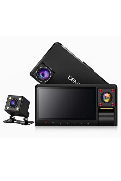 Denx DX3617 Dashcam with 3 Cameras | Full HD Recording, Night Vision, G-Sensor, Supports 128GB TF Ca