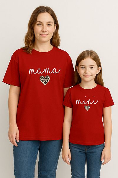 SVART WEAR Mama Mini Leopard Mother Daughter Matching T-Shirt Set T-Shirt Twin Mother Daughter Oversize (Single Price)