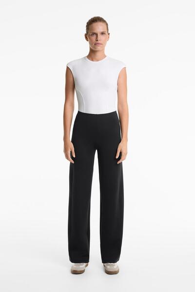 Oysho Neoprene-effect straight-leg trousers