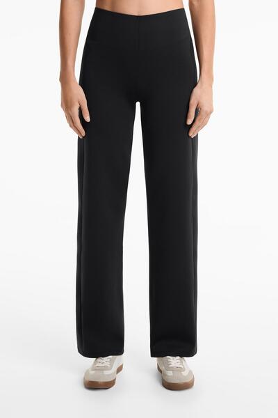 Oysho Neoprene-effect straight-leg trousers