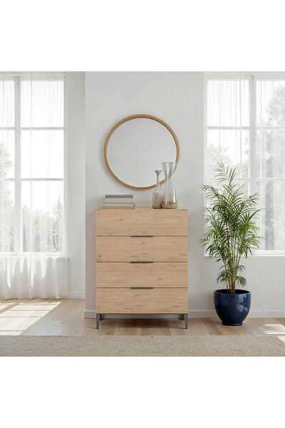 Adore Mobilya Oryana 4 Çekmeceli Şifonyer - Florida Meşe 80x104x44 cm