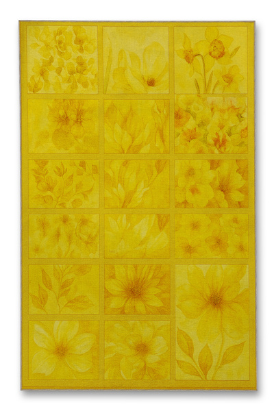 Rugs Modern Halı سجادة MOSSO ذات نمط زهور صفراء وتصميم منسوج وقاعدة حديثة للد...