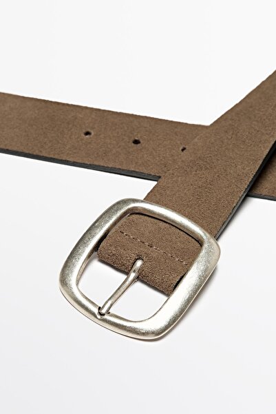 Massimo Dutti Yuvarlak tokalı yırtmaçlı deri kemer