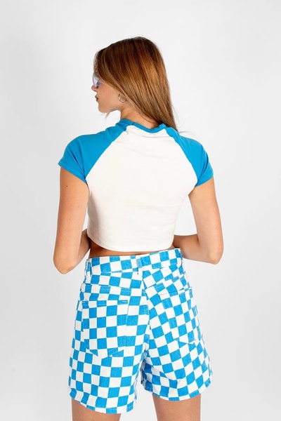 Bak Moda Tricou oversize albastru pentru femei Liquid Smile Belt Size