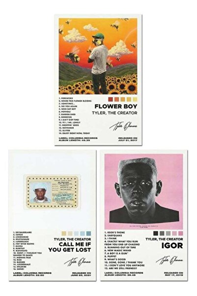 Emoda home Trove مجموعة من 3 ملصقات قماشية - أغلفة ألبومات تايلر ذا كريتور