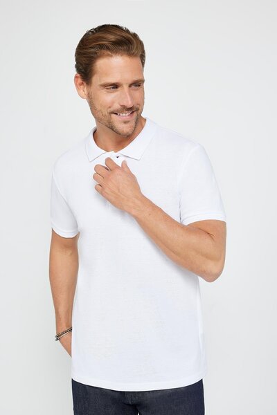 Tudors Men's 5-Pack White-Blue-Stone-Mink-Khaki Slim Fit Cotton Plain Pique Polo Neck T-Shirt