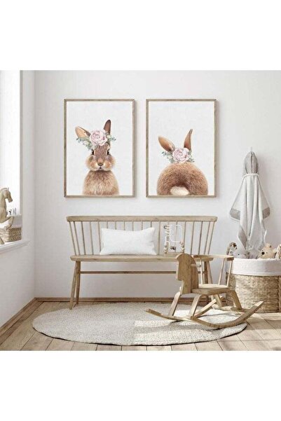 Emoda home Trove لوحة فنية جدارية لغرف الأطفال على شكل أرنب من جوكرايز، بدون إطار، مطبوعة على قماش لغرفة الأطفال، صورة أرنب