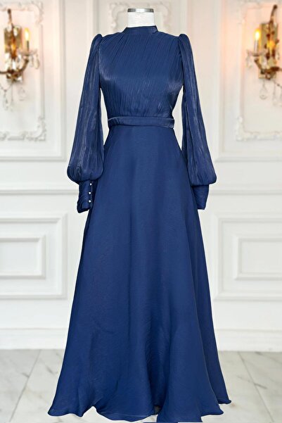 Amine Hüma Zen Abiye Elbise Lacivert