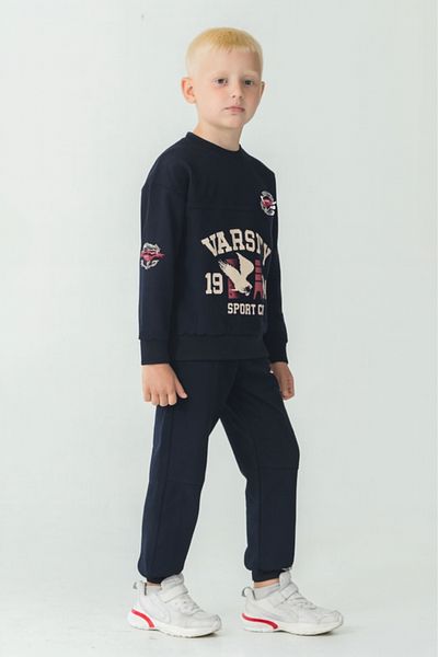 AHENGİM Boys' Varsity Printed Bottom Top Tracksuit Set Ak7959