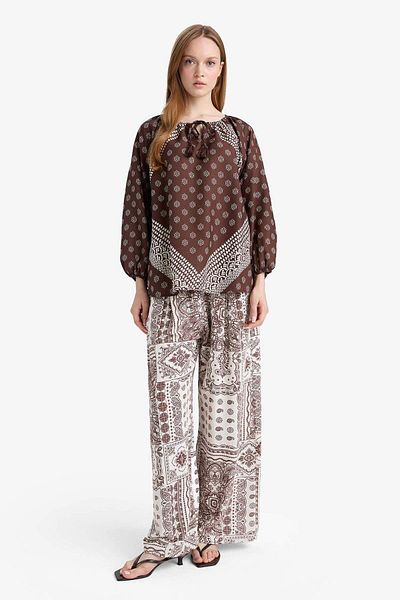 DeFacto Wide Leg Pocket Detailed Wide Leg Linen Blend Trousers F9266Ax25Au