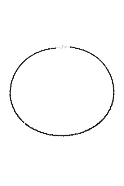 Abundo Basics necklace made of faceted black spinel spheres with 925 silver accessories, 40 cm