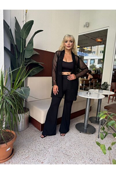 LİKRA Women's Large Size Slow File Cardigan