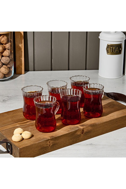 Chefstar Chef Star 6 Parça Çizgili Çay Bardağı Seti - Şeffaf