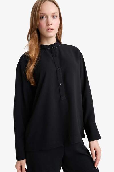 DeFacto Relax Fit Crepe Long Sleeve Tunic F3067Ax25Au