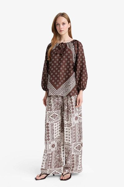 DeFacto Wide Leg Pocket Detailed Wide Leg Linen Blend Trousers F9266Ax25Au