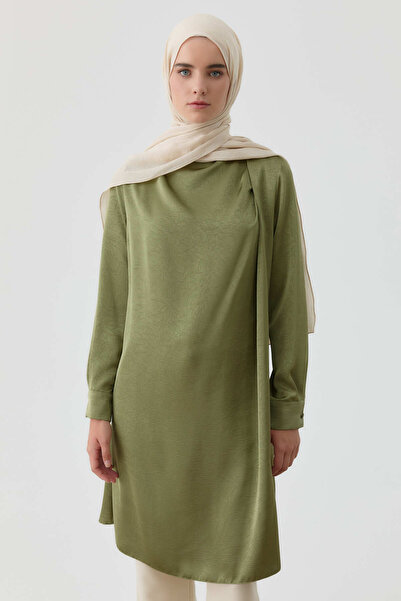 Tuğba Tek Omuz Pile Detaylı Tunik - Mint